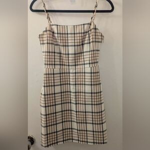 Wilfred Checkered Mini Dress - Cream and Black Size 2